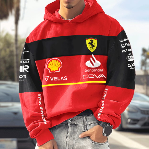 Unisex Vintage Racing Casual Print Hoodie