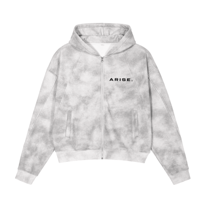 Shadow Monarch Streetwear Washed Zipped Hoodie