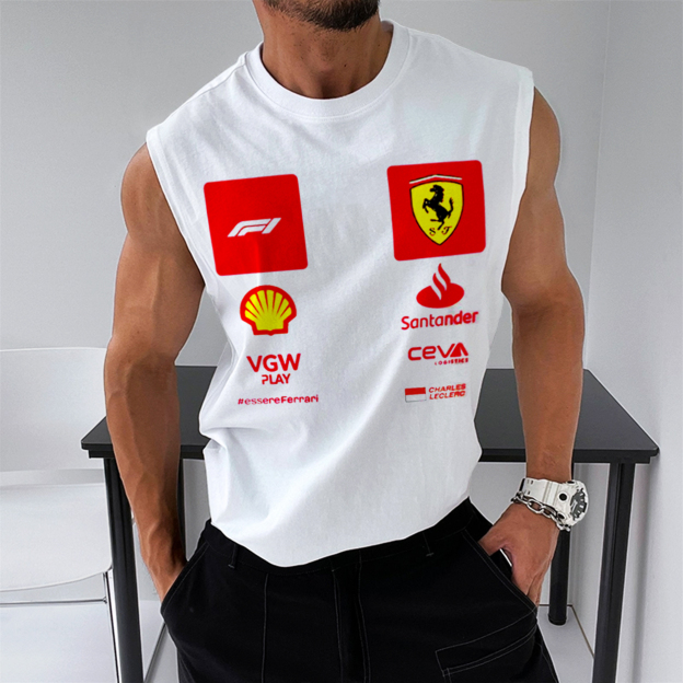 Men's Racing Club Fitness Casual Print Sleeveless Tank