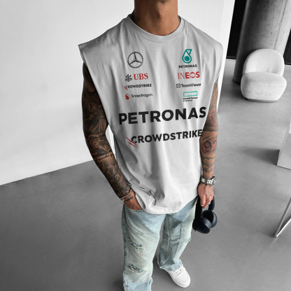 Oversized Unisex Racing Print Sleeveless Tee