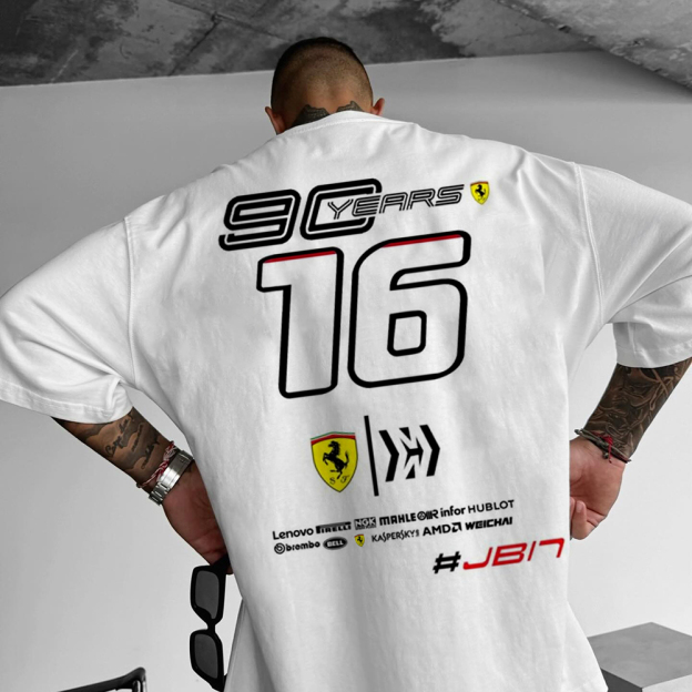 Oversized Men's Racing Print Casual Short Sleeve T-Shirt