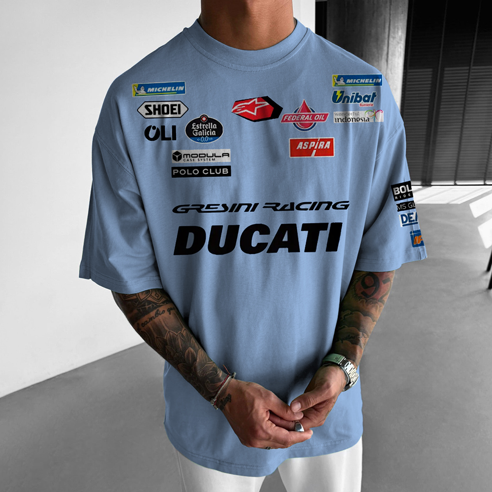 Oversized Unisex Racing Print Casual Sports T-Shirt