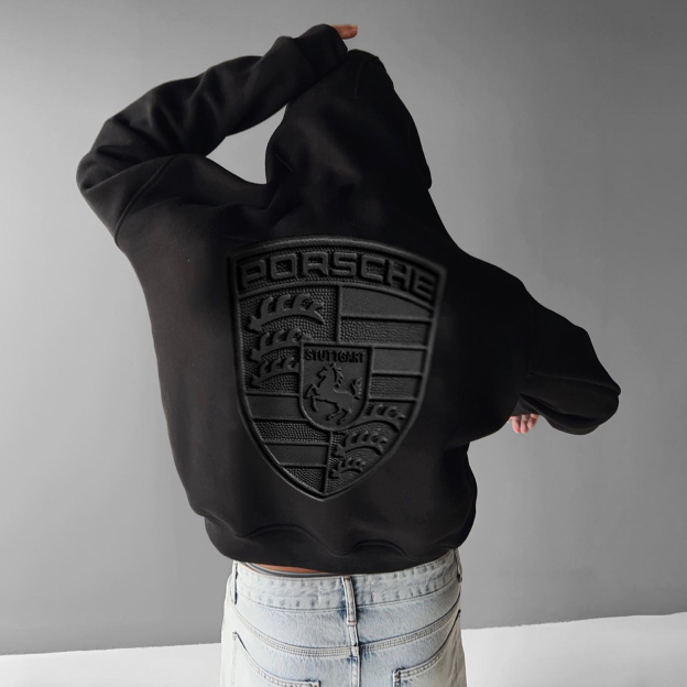 (Embroidery)Racing Branded Lettering Print Hoodie