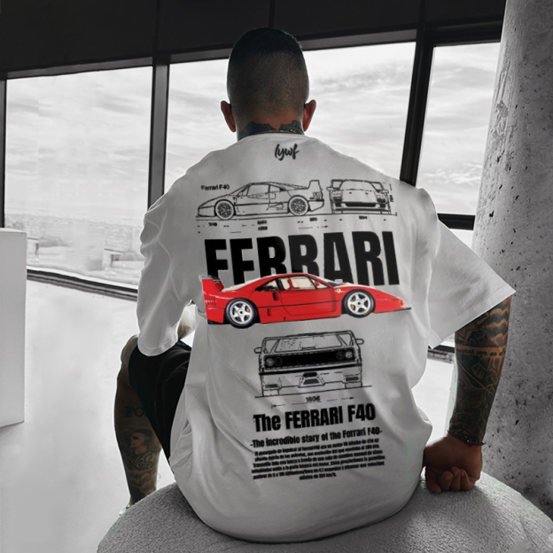 Unisex Oversized Street F40 Graphic Racing Tee