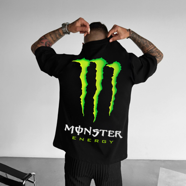 Unisex Casual Oversized Energetic Drinks Print T-Shirt