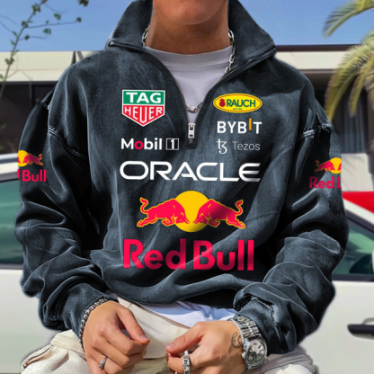 Fashion racing retro zipper sweatshirt