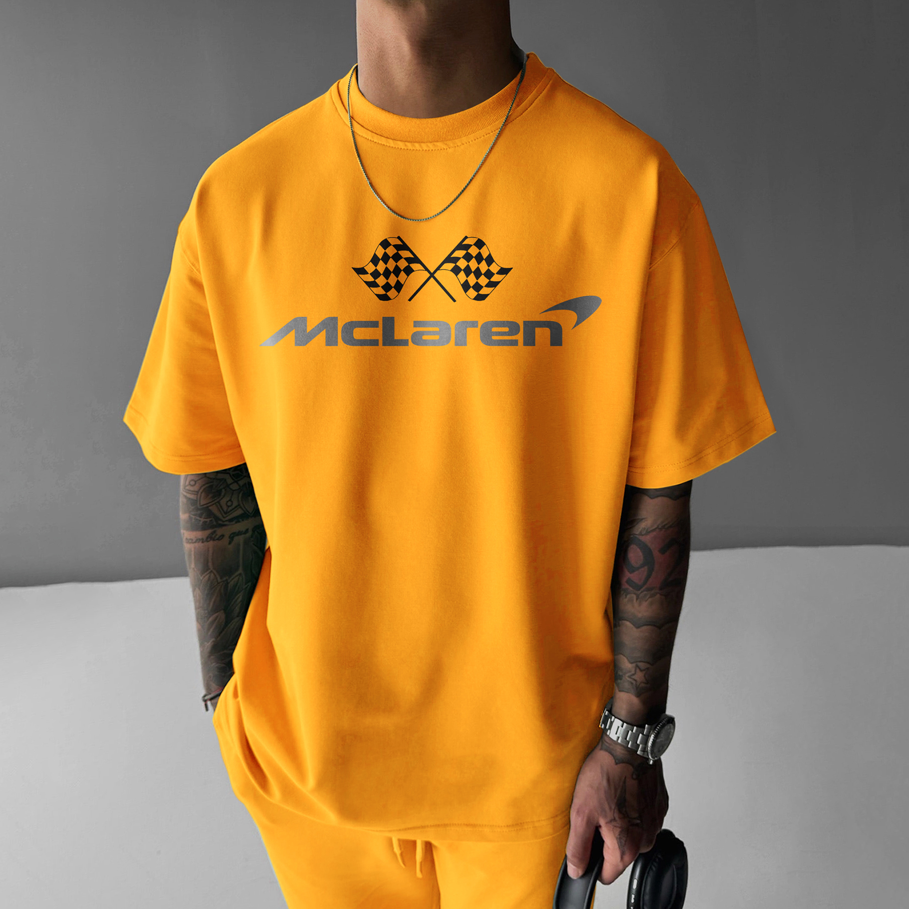 Unisex Casual Racing Print T-shirt