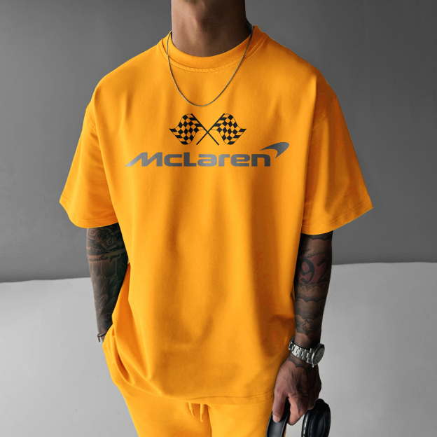 Unisex Casual Racing Print T-shirt