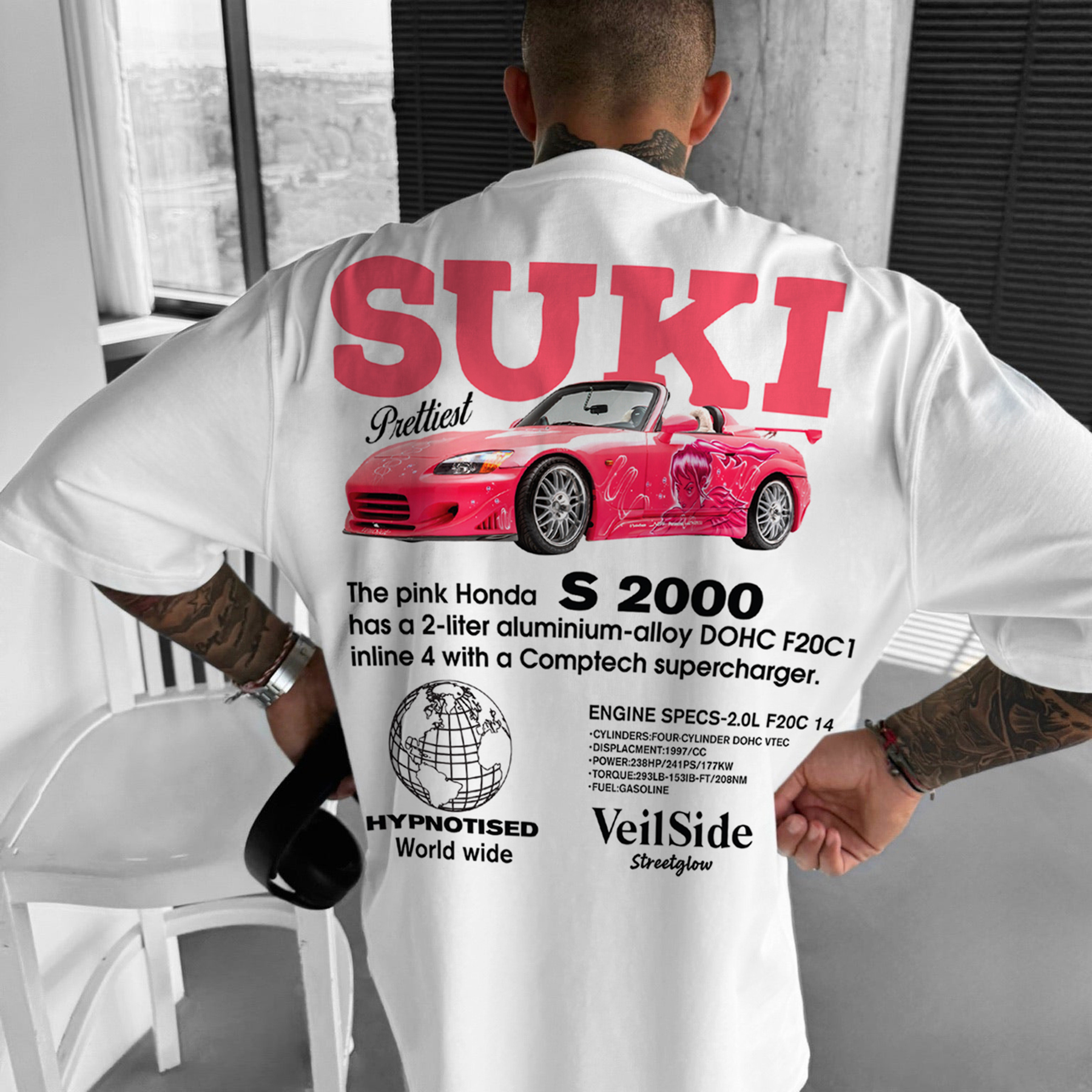 Unisex Casual S2000 Sports Car Printed T-shirt