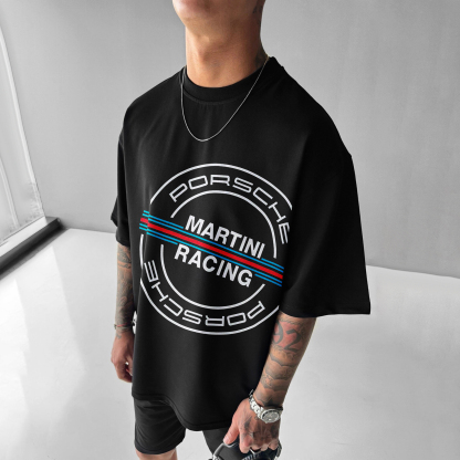 Unisex Casual Oversized Racing Print Racing T-Shirt