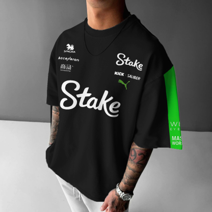 Unisex Racing Team Printed Oversized T-Shirt