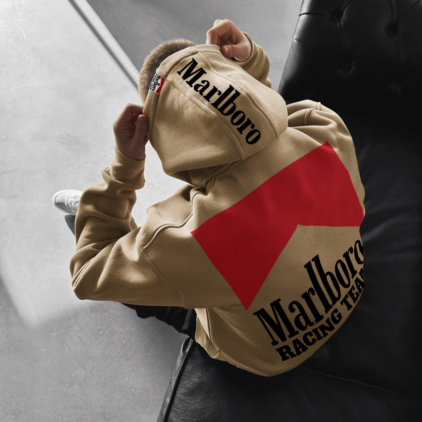 Oversized Hoodie Racing Graphic Print Hooded Sweatshirt