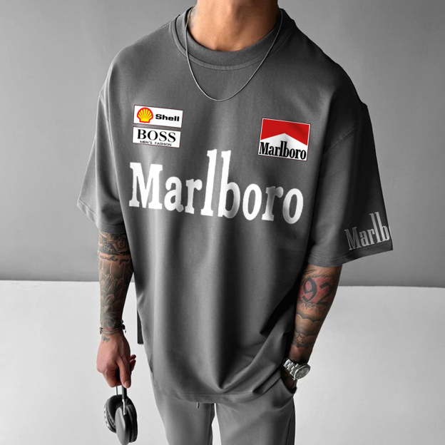 Unisex Racing Print Casual Oversized T-Shirt