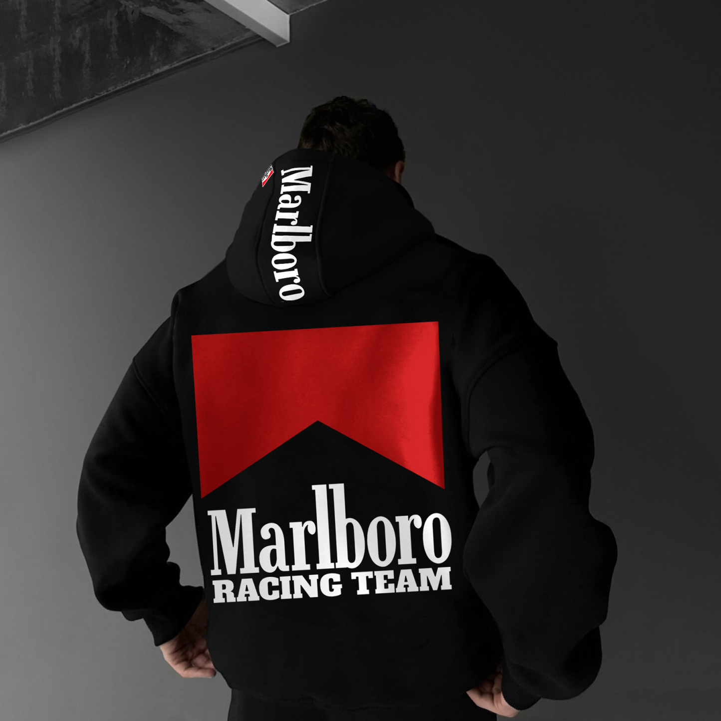Oversized Hoodie Racing Graphic Print Hooded Sweatshirt