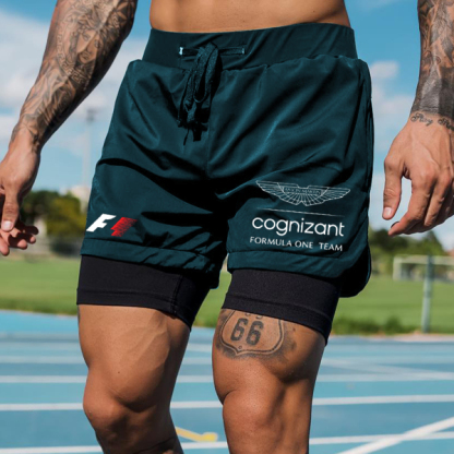 Casual racing team print track shorts
