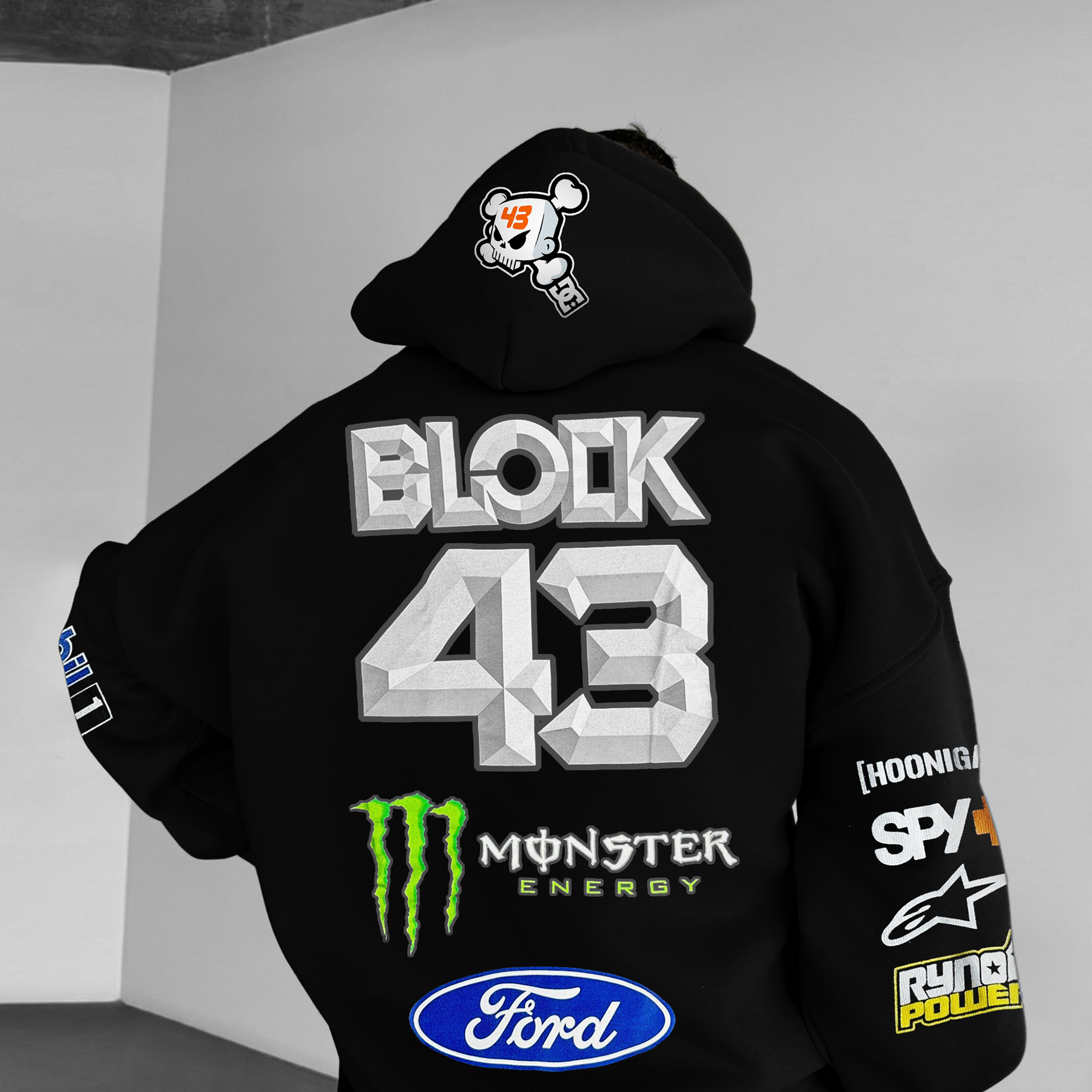 Oversize Racing Graphic Print Hoodie