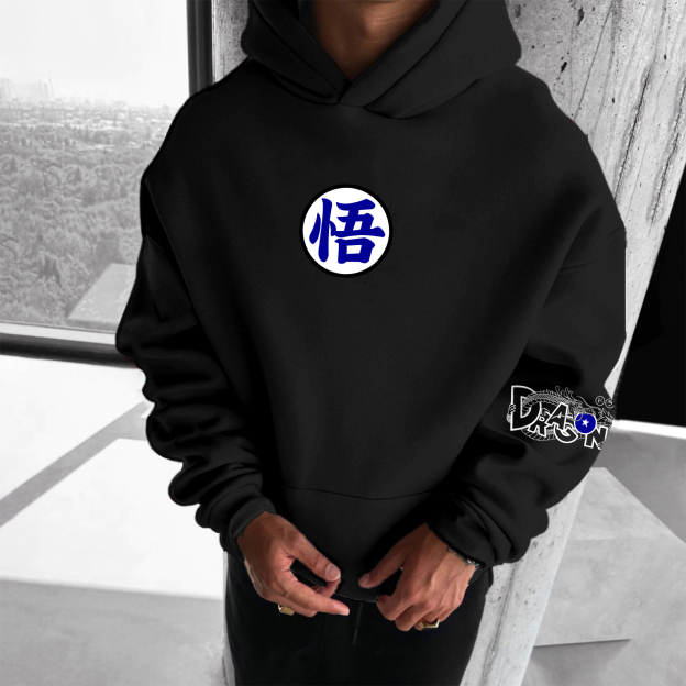 Unisex Anime Print Embroidered Casual Oversized Hoodie