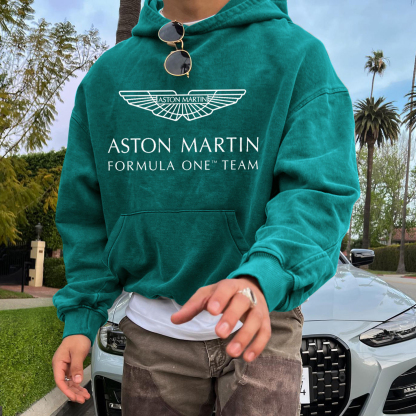 Oversized Hoodie Racing Graphic Print Hooded Sweatshirt Aston Martin Hoodie