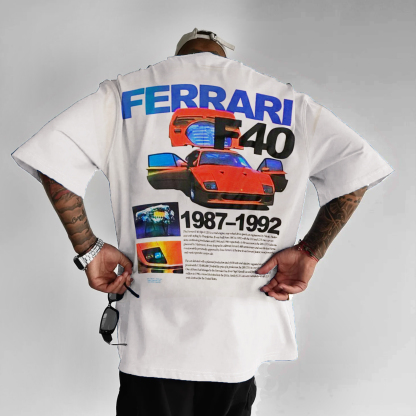 Unisex Vintage F40 Racing Street Wear Printed T-shirt