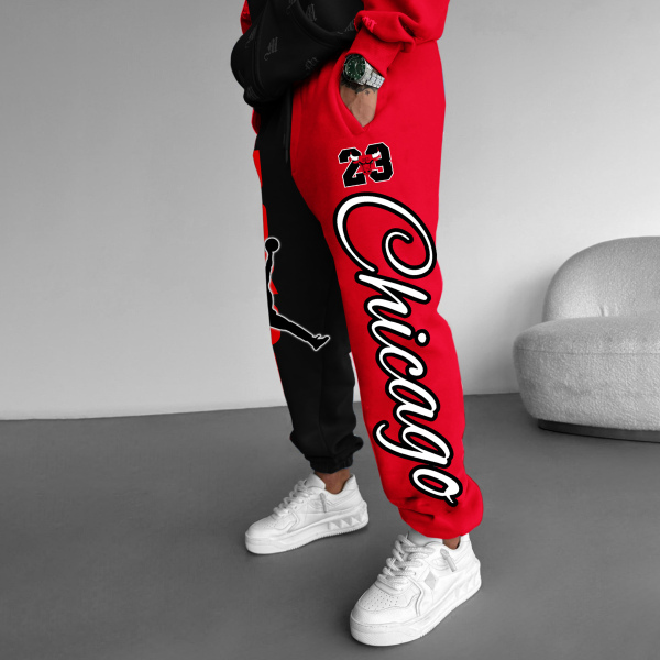 Fashionable casual basketball print men's sweatpants