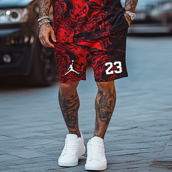Unisex Basketball 3d Print Dyeing Coating T-shirt and Shorts Set