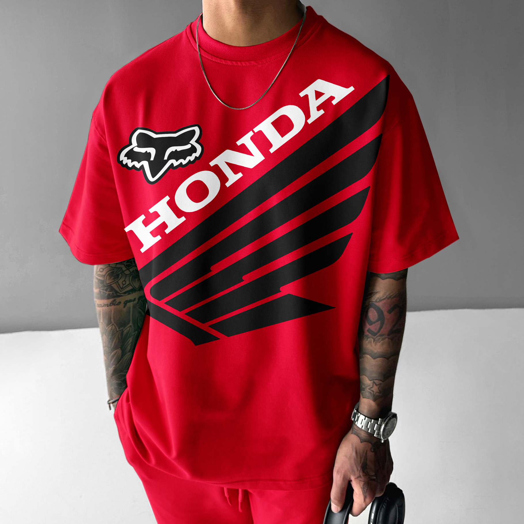 Unisex Casual Oversized Racing Print T-Shirt