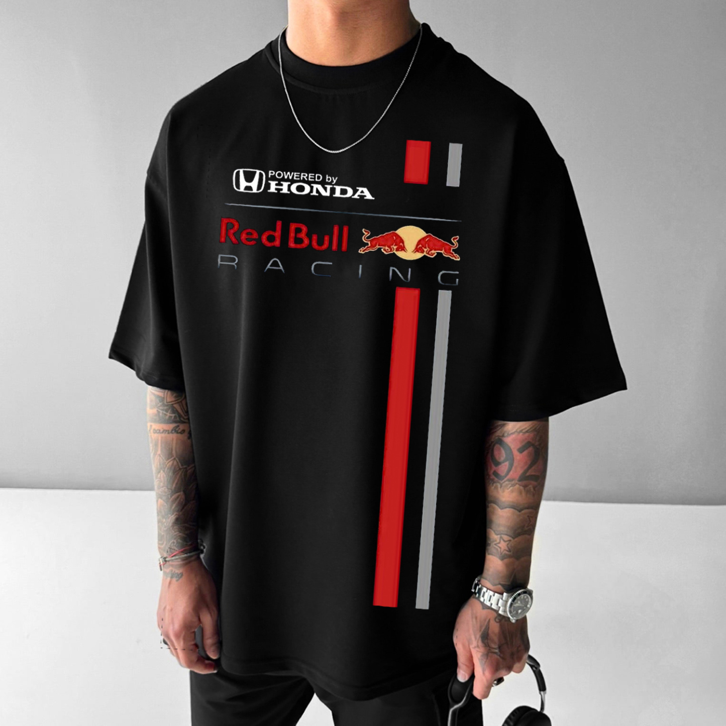 Men's Racing Letter Printing Oversized T-shirt