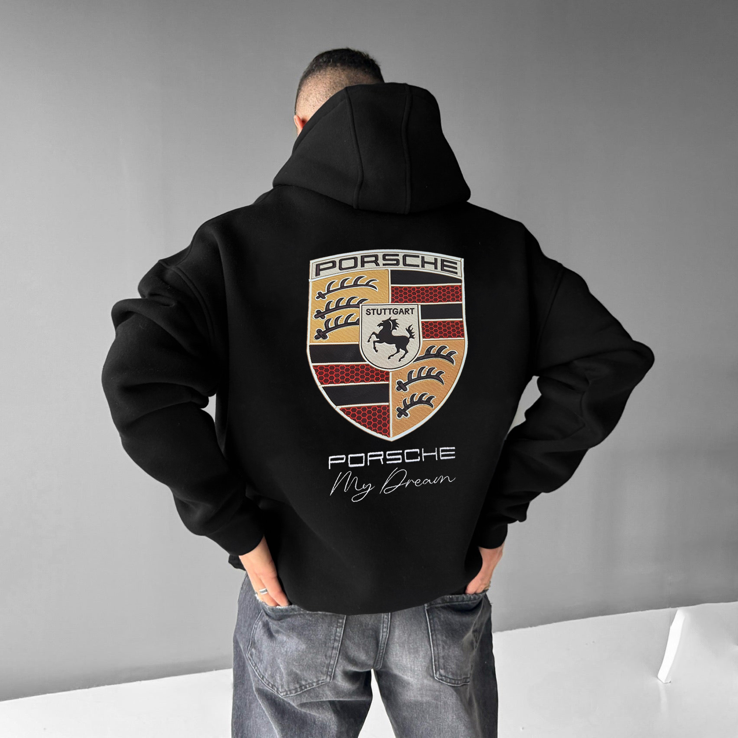 (Embroidery)Men's Casual Racing Lettering Hoodie