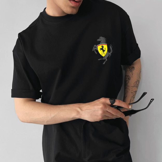 Oversized Men's Car Print Casual Short Sleeve T-Shirt