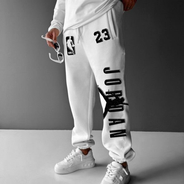 Unisex Basketball Game Star Sports Fitness Printed Autumn and Winter Sweatpants Casual Pants
