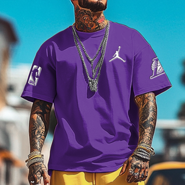 Unisex Basketball Los Angeles Competition Oversize Print T-shirt and Shorts Set
