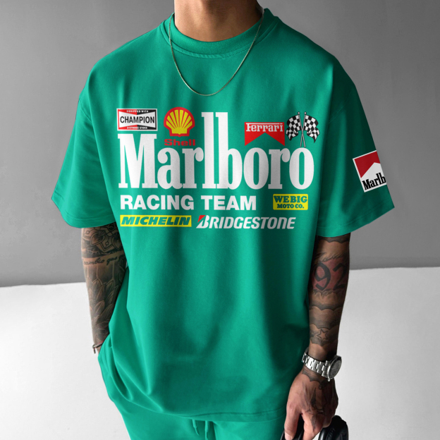 Unisex Casual Oversized Racing Print T-Shirt
