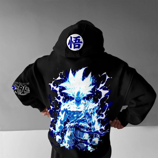 Unisex Anime Print Embroidered Casual Oversized Hoodie