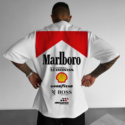 Oversized Hoodie Racing Graphic Print T-shirt
