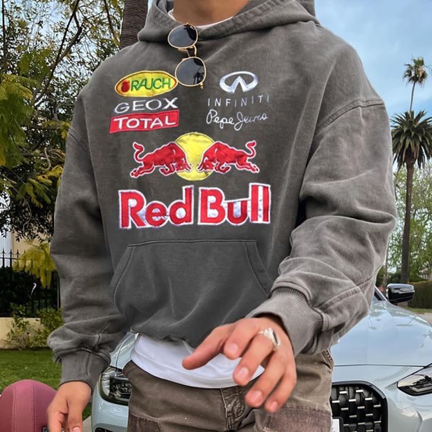 Racing Letter Graphic Print Street Leisure Oversized Hoodie