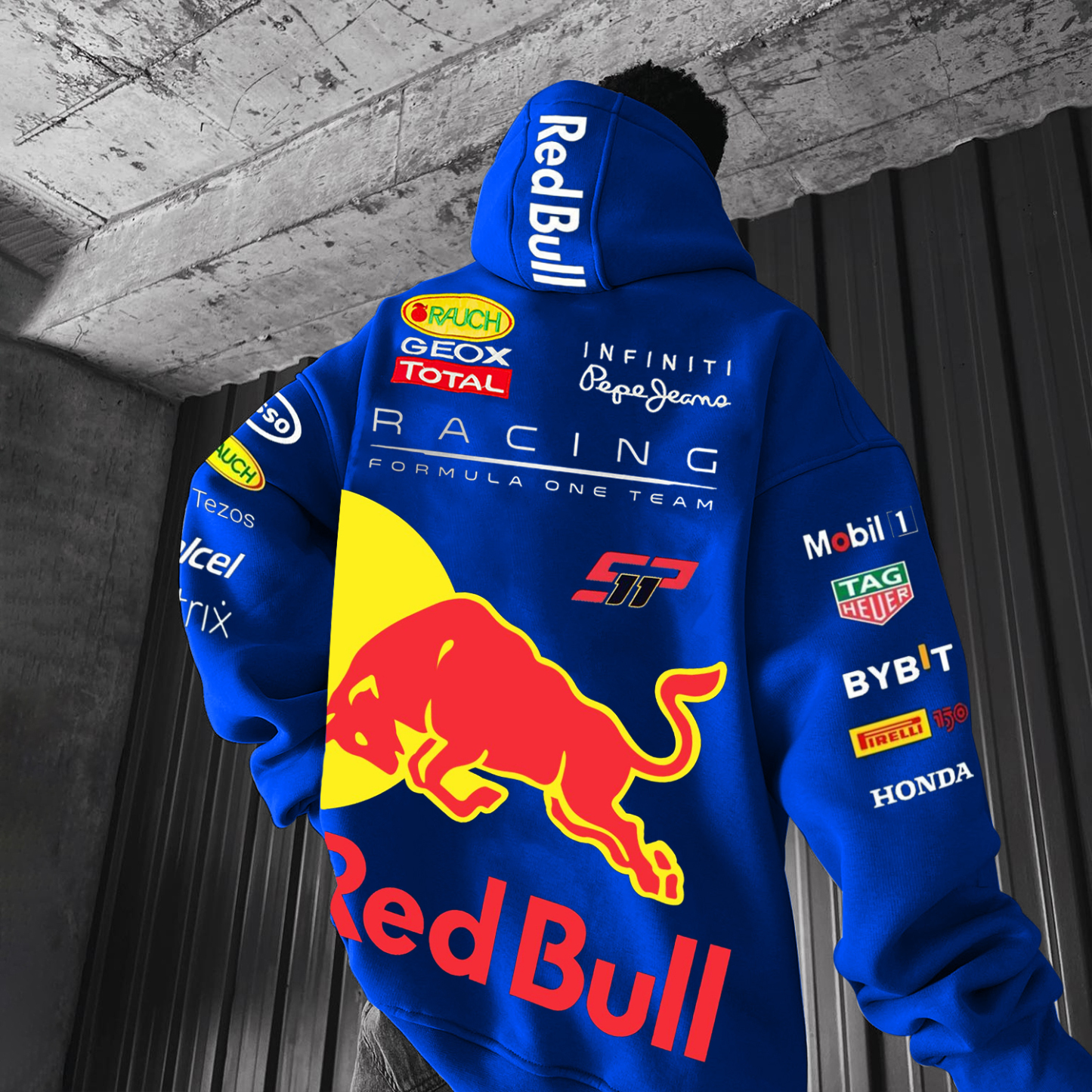 Casual Fashion Racing Print Oversized Hoodie