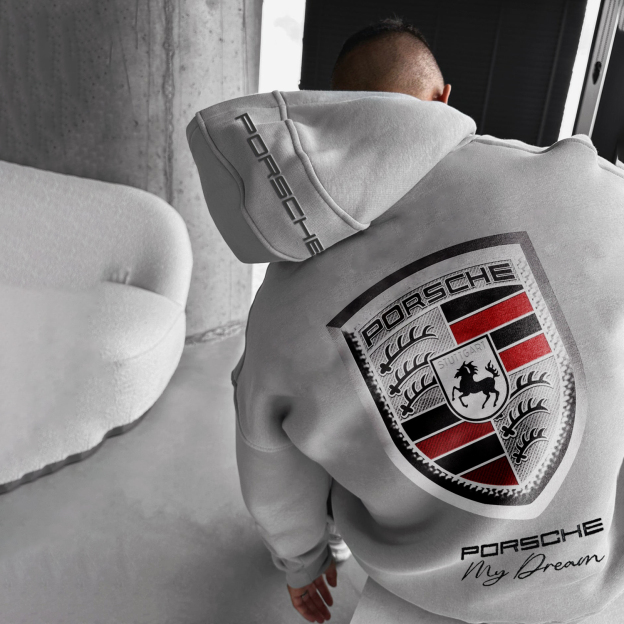 (Embroidery)Men's Casual Retro Design Car Logo Hoodie