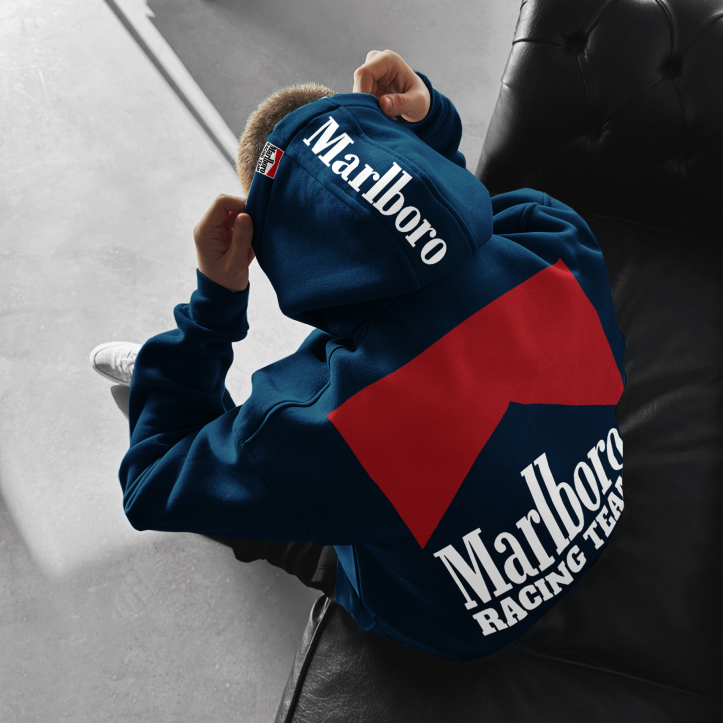 Oversized Hoodie Racing Graphic Print Hooded Sweatshirt