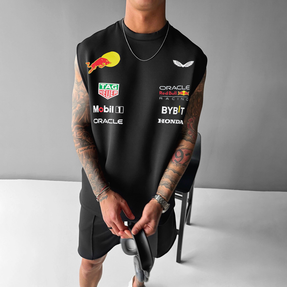 Oversized Unisex Racing Print Sleeveless T-shirt