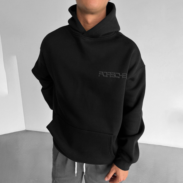 (Embroidery)Racing Branded Lettering Print Hoodie