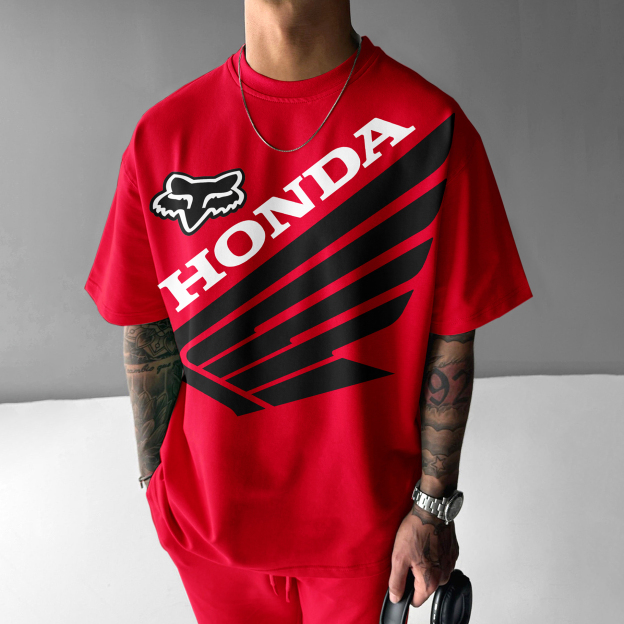 Unisex Casual Oversized Racing Print T-Shirt