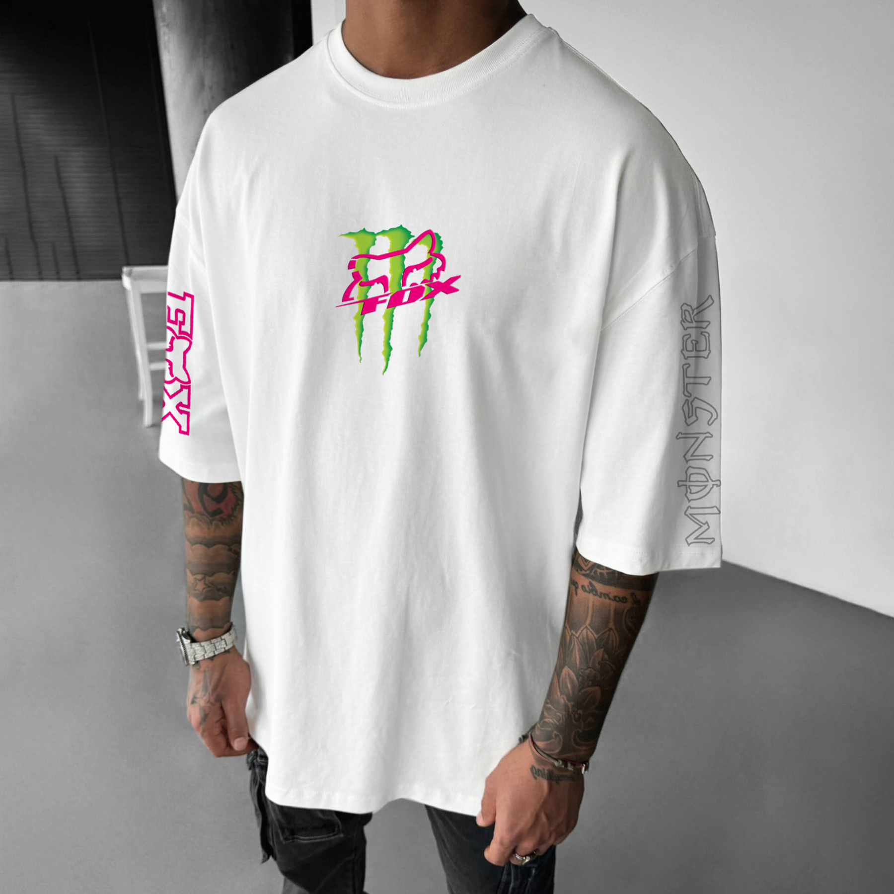 Unisex Casual Oversized 46 Racing Print T-Shirt