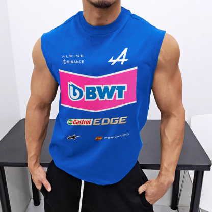 Mens Racing Club Team Casual Print Sleeveless Tank