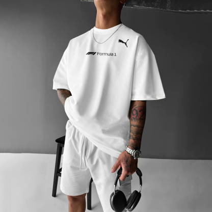 Unisex Casual Oversized Racing Print T-Shirt