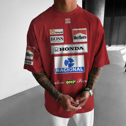 Oversized Unisex Racing Print Casual Sports T-Shirt