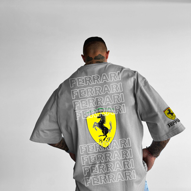 Oversized Men's Racing Print Casual Short Sleeve T-Shirt