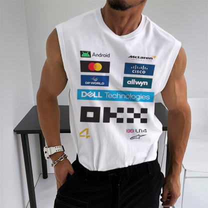 Men's Racing Club Team Print Casual Fitness Sleeveless Tank