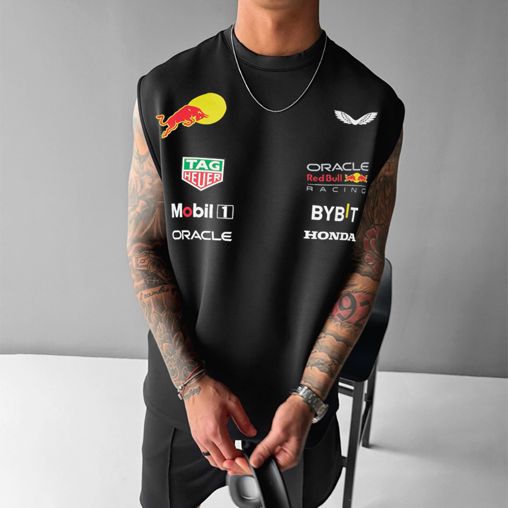 Oversized Unisex Racing Print Sleeveless T-shirt