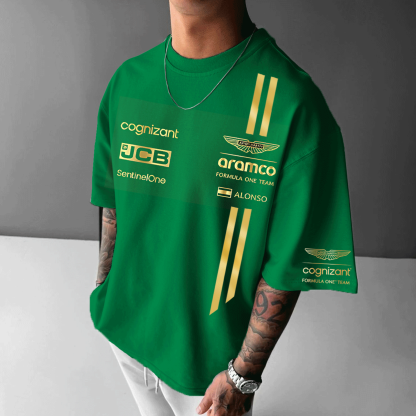 Unisex Racing Print Oversized Loose T-shirt