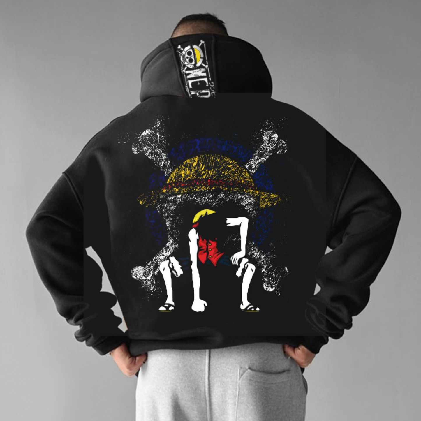 Unisex Anime Print Embroidered Casual Oversized Hoodie